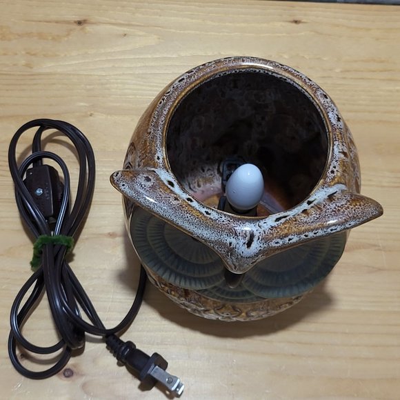 Intertek Ceramic Owl Electric Wax Warmer Brown Glazed Missing Top - Picture 6 of 12
